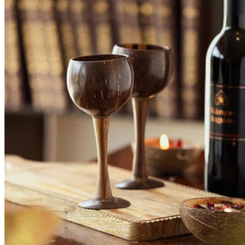 Coconut Shell Wine glasses (pair) - Coconut Crafts