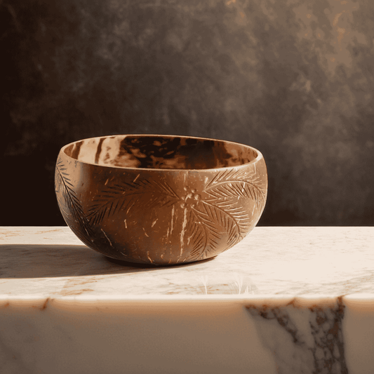 750-900 ml Palm Leaf Carved Coconut Bowl